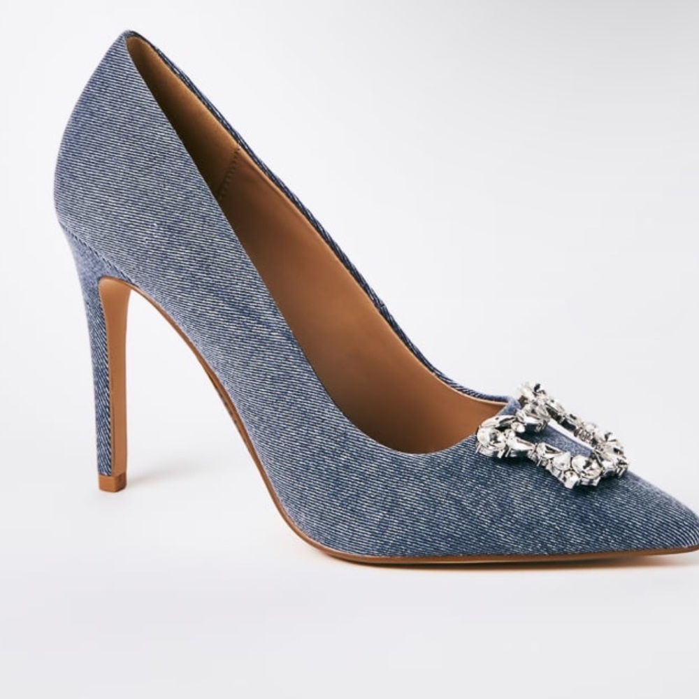 Denim Pointed Toe Pump